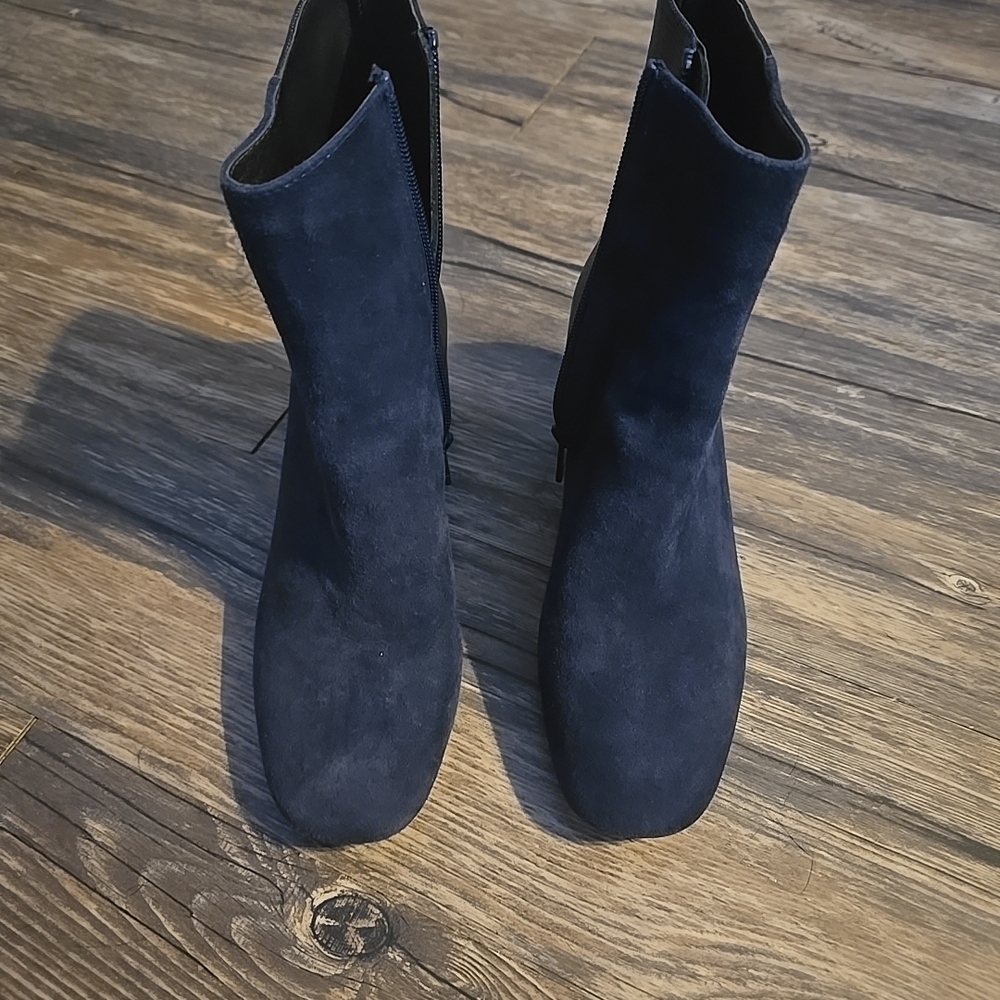 Sleek Blue Suede Ankle Booties